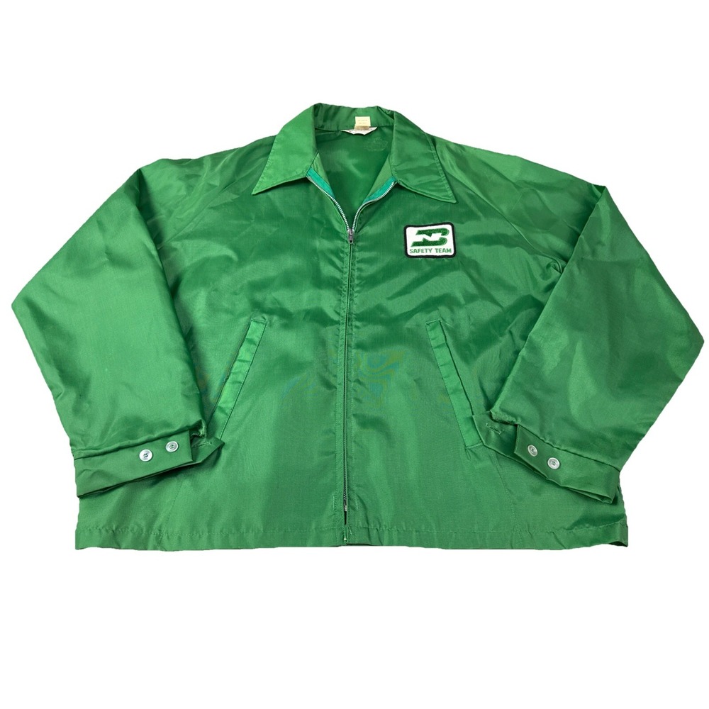Vintage Swingster Green Jacket‎ Safety Team Burlington Northern Train Hipster 3b